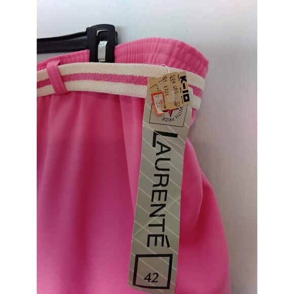 VINTAGE Laurente Pants Womens 42 Pink Elastic Waist Pull On w/ striped bel USA - Picture 4 of 10